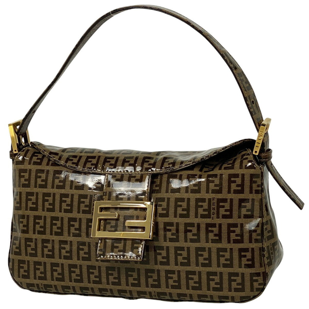 Fendi Zucchino Shoulder Bag Hobo Handbag Canvas Brown